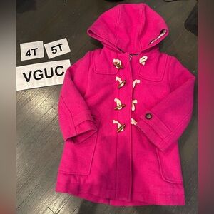Mini Boden Kids Fuchsia Hooded Toggle Coat